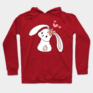 cute bunny rabbit with flower on head cute and sweet baby animal cartoon Hoodie